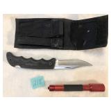 Keshaw 1065 Knife/Black Horse w/Sheath & Light