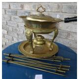 MCM Brass Chafing Food Warmer w/Sword Skewers