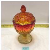 Vintage Kanawha Amberina Covered Compote Bowl