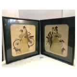 2 Vintage Victorian Couples Water Color 1940