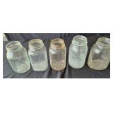 5 Vintage Specialty Standard Quart Mason Jars