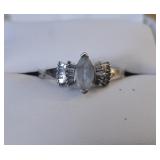 Sterling Silver Ring with Baguette Diamonds