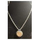 Silver Toned Necklace with Coin
