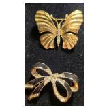 Butterfly and Eibbon Brooches