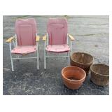 VTG Lawn Chairs/ Baskets/Clay Pot