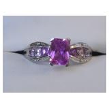 10k White Gold Ring with Pink Stones
