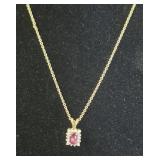 14K Yellow Gold Pendant w/ Ruby & Diamonds