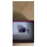 Sterling Silver Ring with Blue and Clear Stones