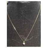 Gold Tone 18in Necklace with Cubic Zirconia
