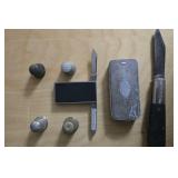 Money Clip, Pocket Knife, Thimble, Sliding Case