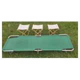 Canvas Fold Out Stools & Cot
