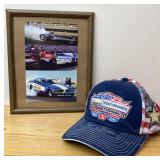 Autographed Clay Millican NHRA Hat & Framed Photo