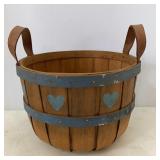 Wood Bottom Basket w/leather handles