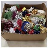 Paper Box of Christmas Bows & Ribbon Spools