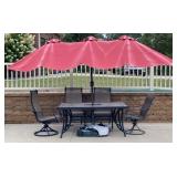 Patio Table, chairs & Solar lighted umbrella