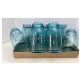 (11) Antique Blue Qt Ball Jars