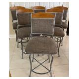 (6) Metal Framed Upholstered Swivel Bar Stools