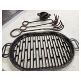 Cast Iron cooking grate, Vintage Nail Rakes