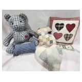 Quilted heart & rabbit pillows,
