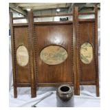 Miniature Privacy Screen - antique, Crock Jar,