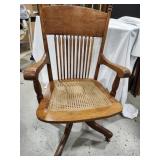 Oak Antique Office Chair on Casters
