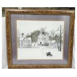Cross Stitched House & Barn Scene