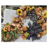 Fall Wreath & Faux Flower Basket