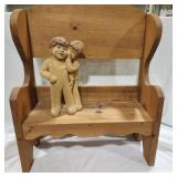 Wood Bench (doll size) & figurine