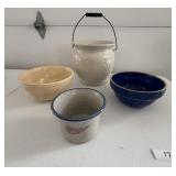 "Slop" jar, red wing stoneware, blue clay city