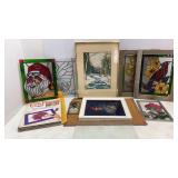 Framed Artwork, Liquid Glass Stain Pieces