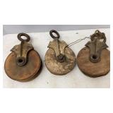 Primitive Wooden Pulleys