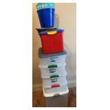 (4) Under Bed Totes & multi size with lids