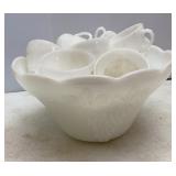 Westmoreland Milk Glass Punch Bowl & Cups
