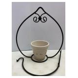 Longaberger Planter & Wrought Iron Wall Mt Stand