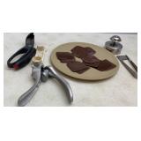 Pampered Chef Stoneware Plate, Garlic Press,