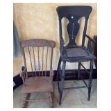 Antique High Chair & Childï¿½s Rocker