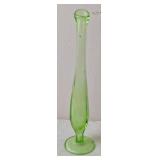 Green Swung Glass Bud Vase, Uranium Glass