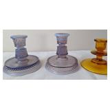 3 Glass Candlestick Holders