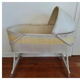 White Woven Wicker Baby Bassinet