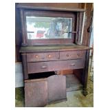 Antique Project Oak Buffet w/Mirror Back