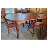 Dining Table & 3 Cane Bottom Chairs