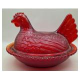 Indiana Glass Hen On A Nest Covered Dish
