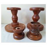 4 Candle Holders, Wood