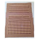 4 Farmhouse Burgundy / Tan Checked Placemats