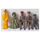 Cast Iron Toy Driver Figures & 2 Lady Figures