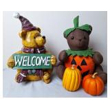"Winter Welcome" Bear & Stuffed Halloween Bear