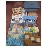 Plastic Placemats, Tablecloths & Rubbermaid Tote