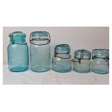 Antique Lightning Putnam Blue Canning Jar & Others
