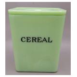 Jeannette Glass Co. Jadeite "Cereal" Canister