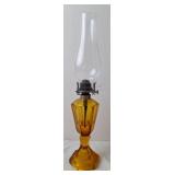 Antique Amber Pedestal Oil Lamp